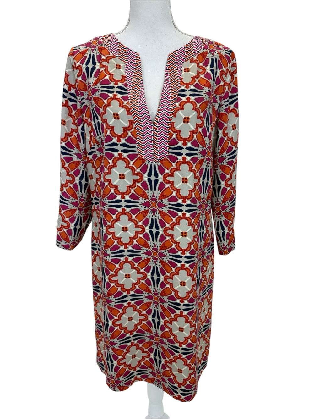 J. McLaughlin Amalfi Silk Dress Medium Orange/Pink